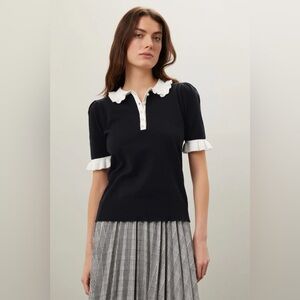 CeCe Black Blouse with White Accents
